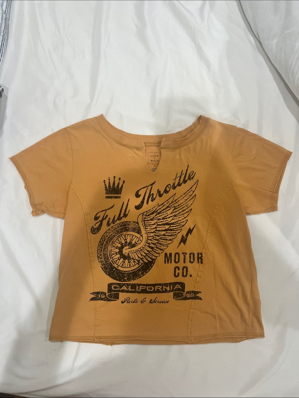 Cleo and Wolf Full Throttle Orange Women’s Graphic Tee